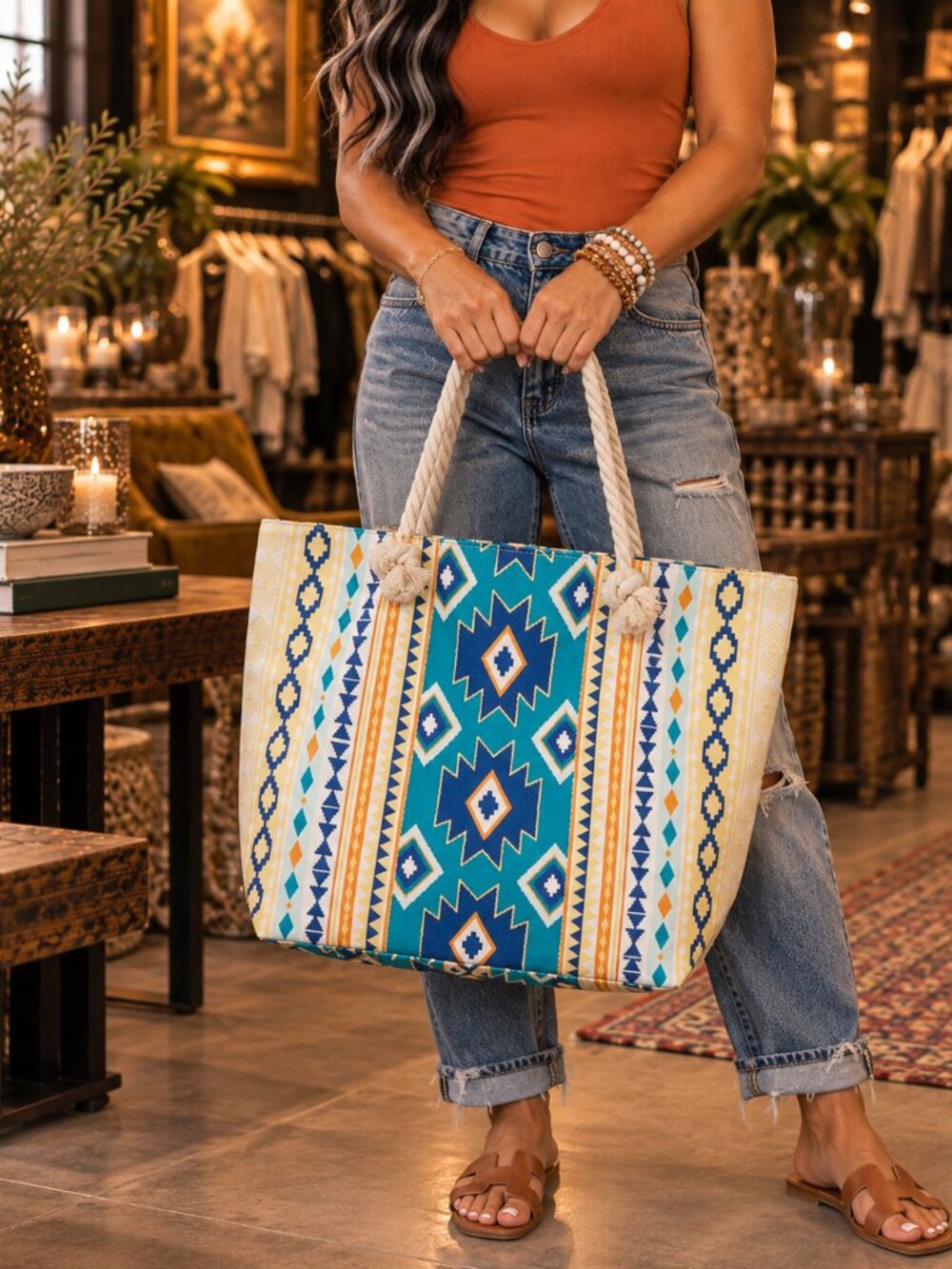 Vibrant Pattern Tote Bag Beach Bag